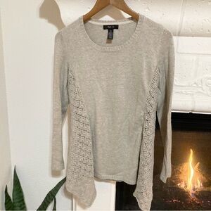 Oatmeal Tan Sweater with Lace Detail Size XS S Small